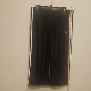 Adidas Black Track Pants with White Stripes